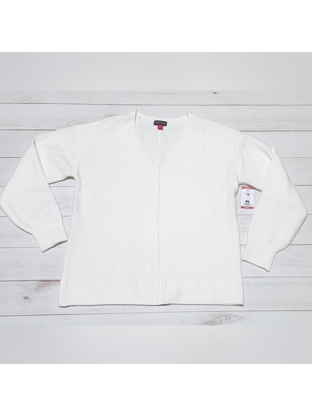 Vince Camuto Antique White Oversized V-Neck Long Sleeve Sweater XS -New With Tag - Picture 2 of 6